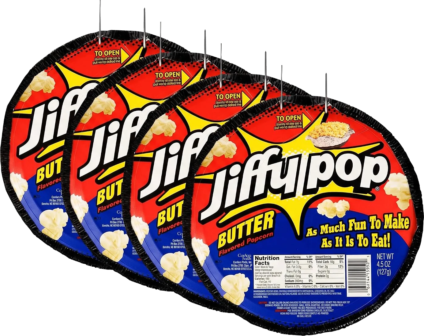 Jiffy Pop Butter Flavored Popcorn, 4-Pack