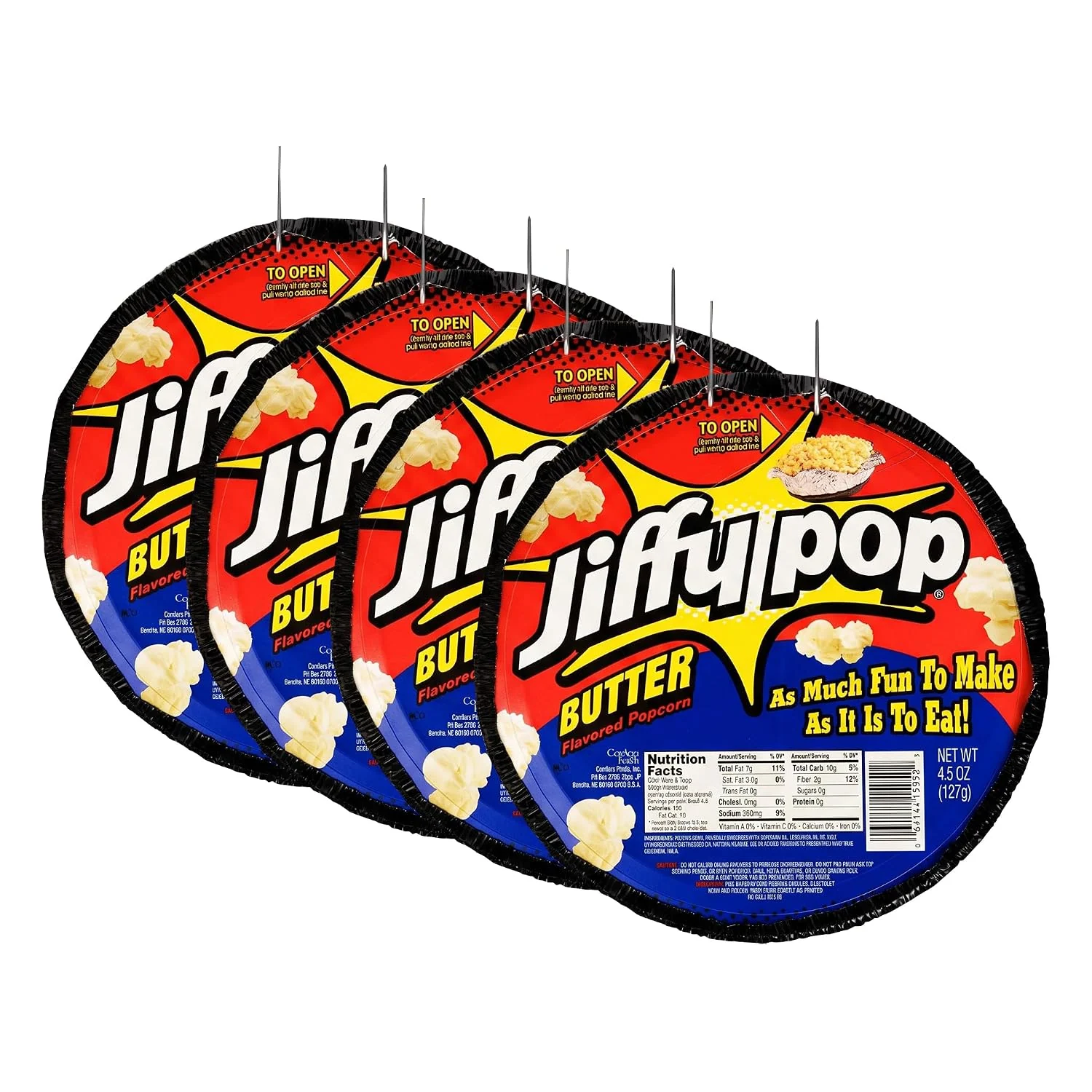 Jiffy Pop Butter Flavored Popcorn, 4-Pack